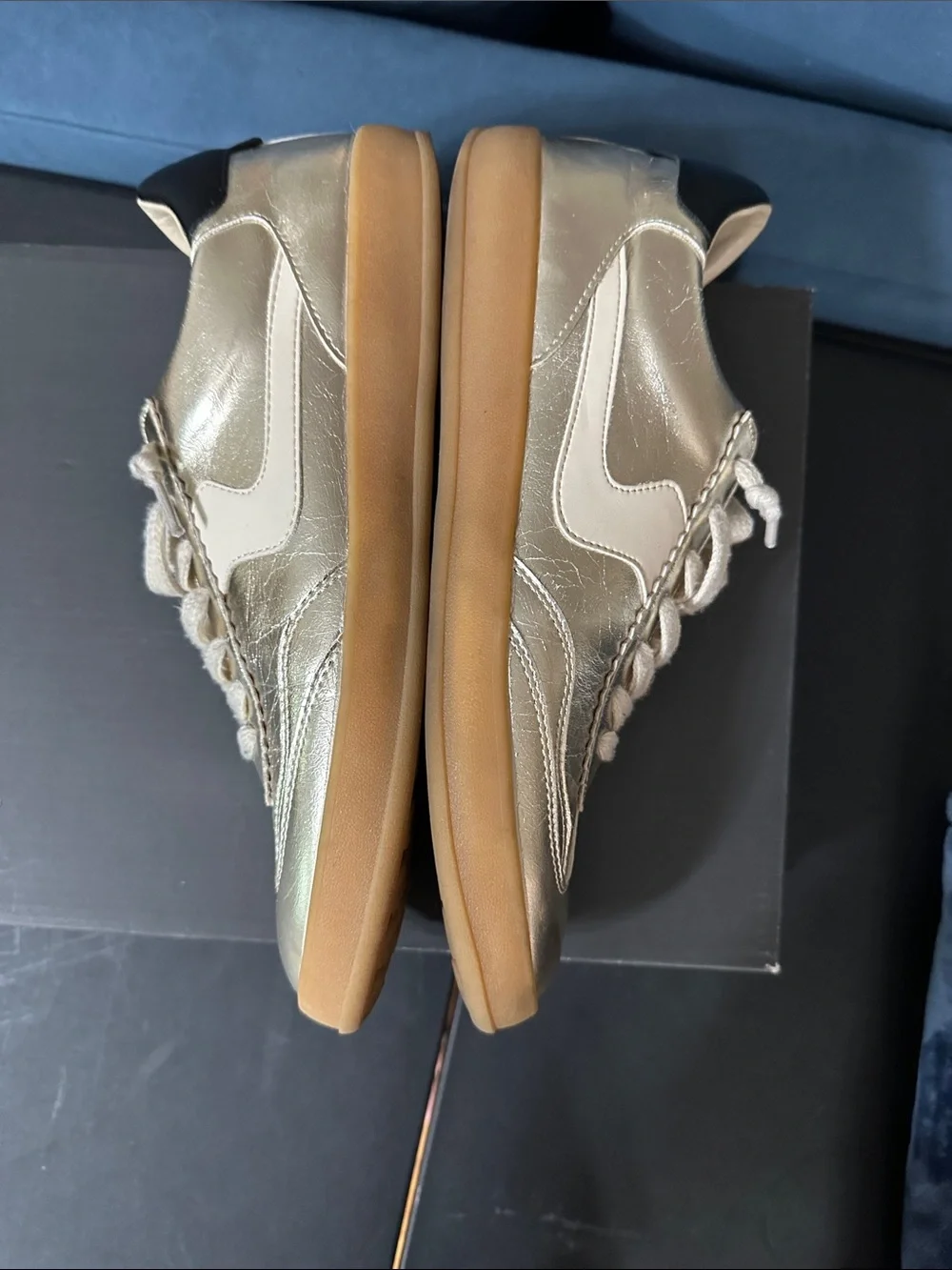Mi.iM Destiny Women's Metallic Gold Leather Sneakers with Gum Sole